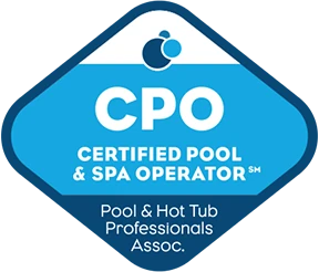 Certified Pool & Spa Operator (CPO) badge from the Pool & Hot Tub Professionals Association
