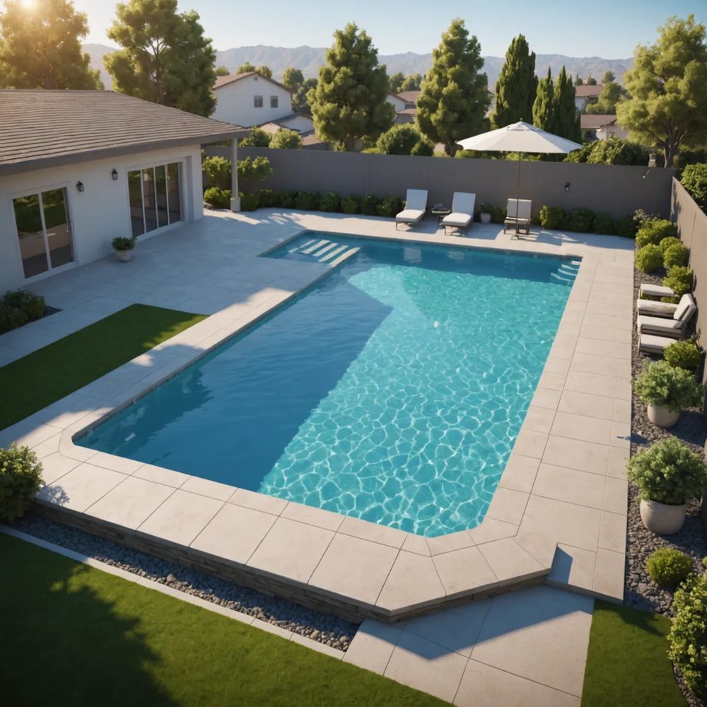 Aerial view of a clean backyard swimming pool